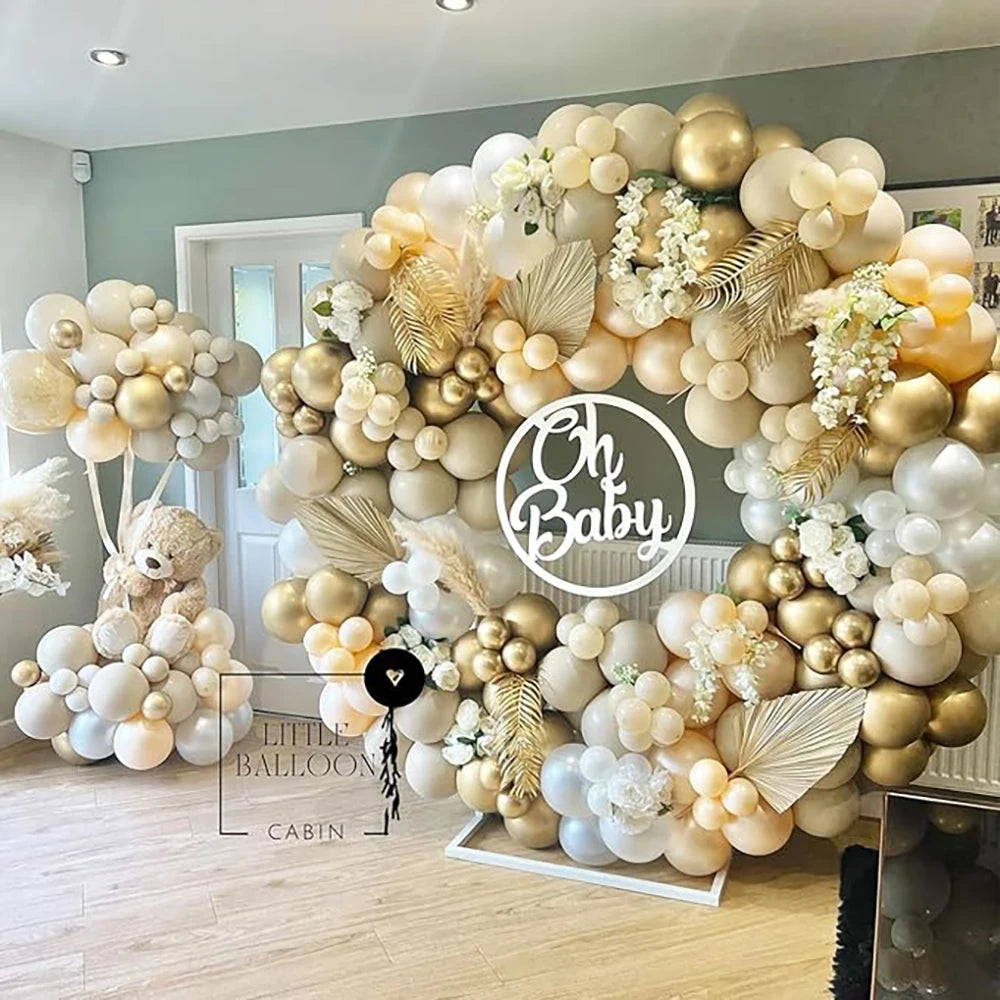 Skin Balloons Arch Kit White Sand Gold Confetti Latex Balloon Garland Kids Birthday Party Baby Shower Wedding Decoration Globos