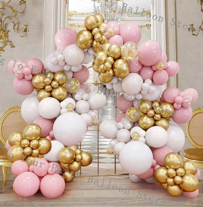 Wedding Decoration Balloons Garland Arch Maca Pink White Confetti Ballon Girl Birthday Party Baby Shower Decor Anniversary Globo