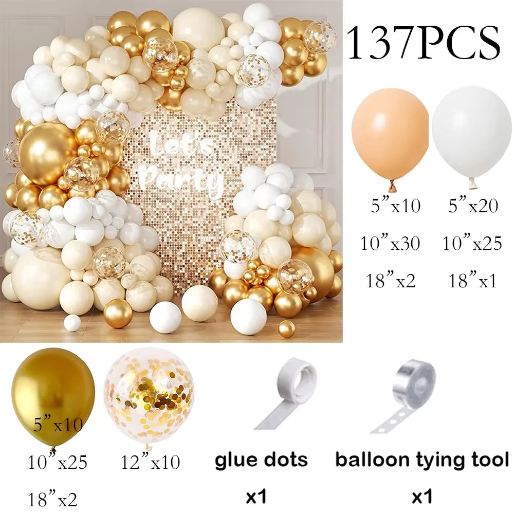 Skin Balloons Arch Kit White Sand Gold Confetti Latex Balloon Garland Kids Birthday Party Baby Shower Wedding Decoration Globos