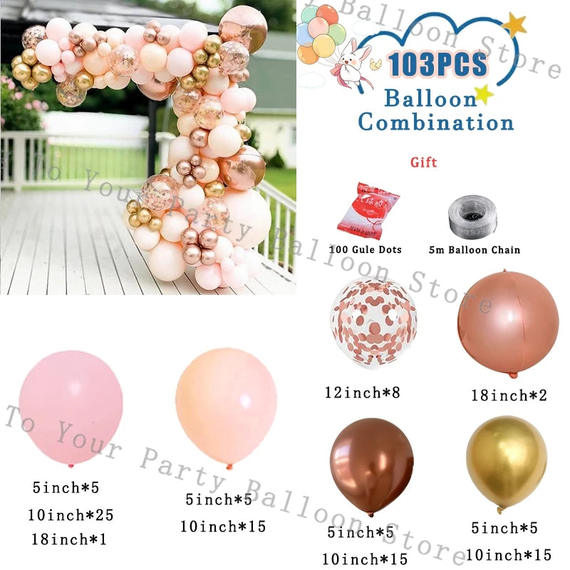 Wedding Decoration Balloons Garland Arch Maca Pink White Confetti Ballon Girl Birthday Party Baby Shower Decor Anniversary Globo
