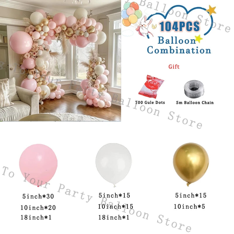 Wedding Decoration Balloons Garland Arch Maca Pink White Confetti Ballon Girl Birthday Party Baby Shower Decor Anniversary Globo