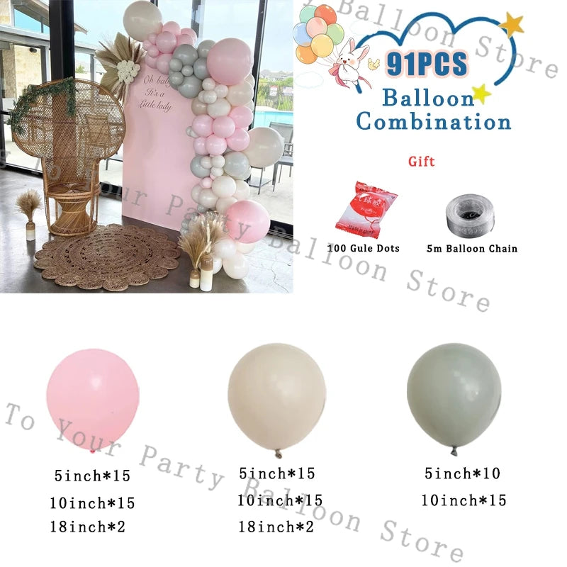 Wedding Decoration Balloons Garland Arch Maca Pink White Confetti Ballon Girl Birthday Party Baby Shower Decor Anniversary Globo