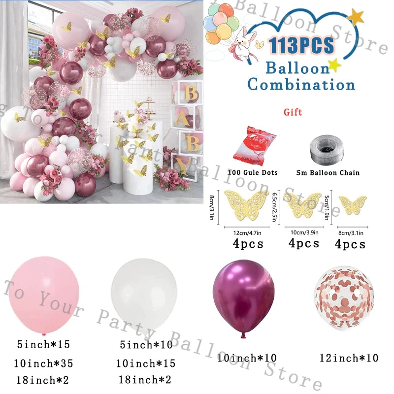 Wedding Decoration Balloons Garland Arch Maca Pink White Confetti Ballon Girl Birthday Party Baby Shower Decor Anniversary Globo