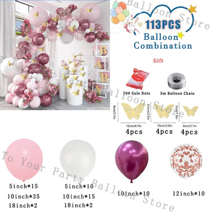 Wedding Decoration Balloons Garland Arch Maca Pink White Confetti Ballon Girl Birthday Party Baby Shower Decor Anniversary Globo