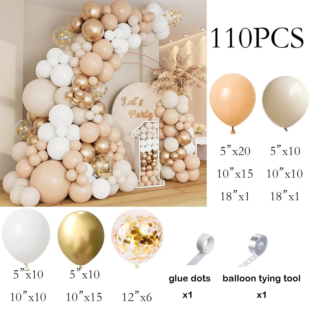 Skin Balloons Arch Kit White Sand Gold Confetti Latex Balloon Garland Kids Birthday Party Baby Shower Wedding Decoration Globos