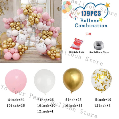 Wedding Decoration Balloons Garland Arch Maca Pink White Confetti Ballon Girl Birthday Party Baby Shower Decor Anniversary Globo