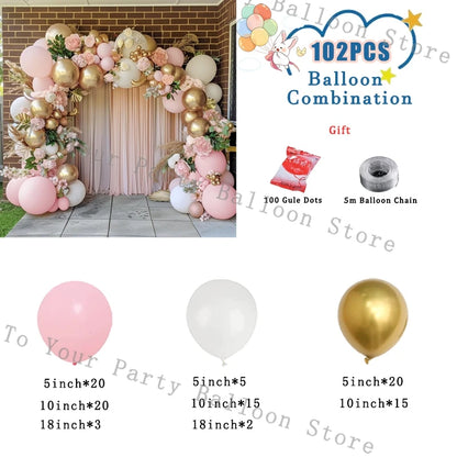 Wedding Decoration Balloons Garland Arch Maca Pink White Confetti Ballon Girl Birthday Party Baby Shower Decor Anniversary Globo