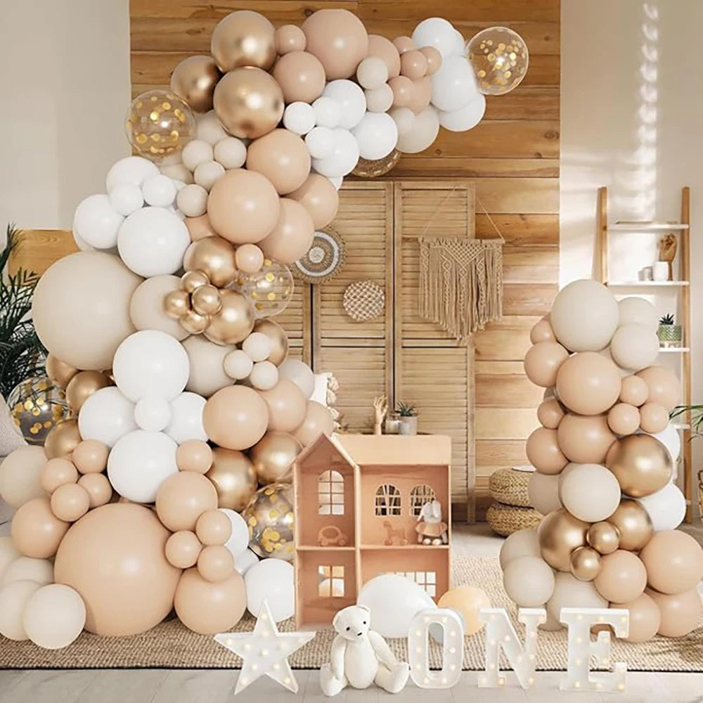 Skin Balloons Arch Kit White Sand Gold Confetti Latex Balloon Garland Kids Birthday Party Baby Shower Wedding Decoration Globos