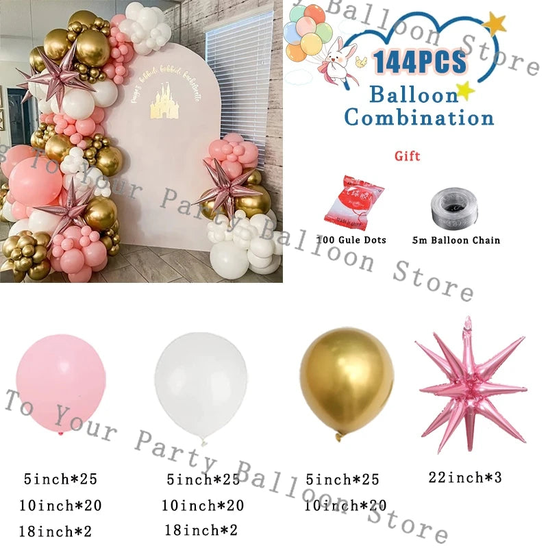 Wedding Decoration Balloons Garland Arch Maca Pink White Confetti Ballon Girl Birthday Party Baby Shower Decor Anniversary Globo