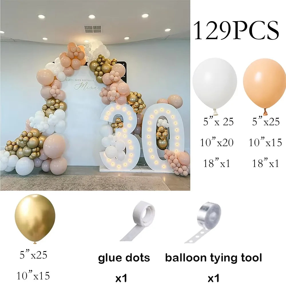 Skin Balloons Arch Kit White Sand Gold Confetti Latex Balloon Garland Kids Birthday Party Baby Shower Wedding Decoration Globos