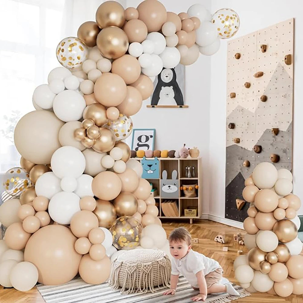 Skin Balloons Arch Kit White Sand Gold Confetti Latex Balloon Garland Kids Birthday Party Baby Shower Wedding Decoration Globos