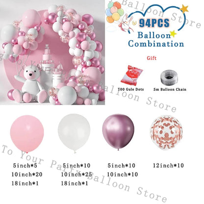 Wedding Decoration Balloons Garland Arch Maca Pink White Confetti Ballon Girl Birthday Party Baby Shower Decor Anniversary Globo