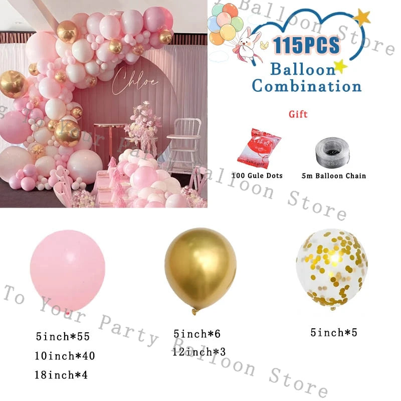 Wedding Decoration Balloons Garland Arch Maca Pink White Confetti Ballon Girl Birthday Party Baby Shower Decor Anniversary Globo