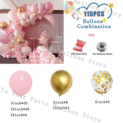 Wedding Decoration Balloons Garland Arch Maca Pink White Confetti Ballon Girl Birthday Party Baby Shower Decor Anniversary Globo